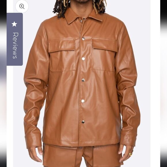 EPTM GOPACHI CARGO SHIRT NWT camel color faux leather - Picture 1 of 9